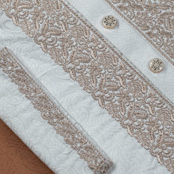 Khalifa'z Pristine Ivory Embroidered Panjabi - Image 3