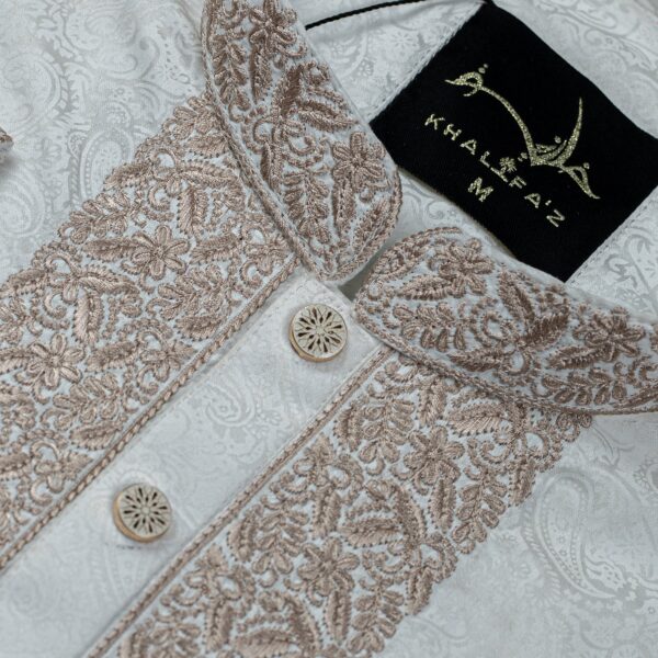 Khalifa'z Pristine Ivory Embroidered Panjabi - Image 2